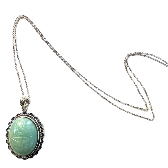 Sterling Silver Green Gemstone Necklace - Picture 3 of 9